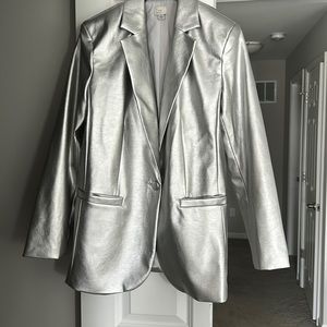 A New Day Silver Faux Leather Blazer